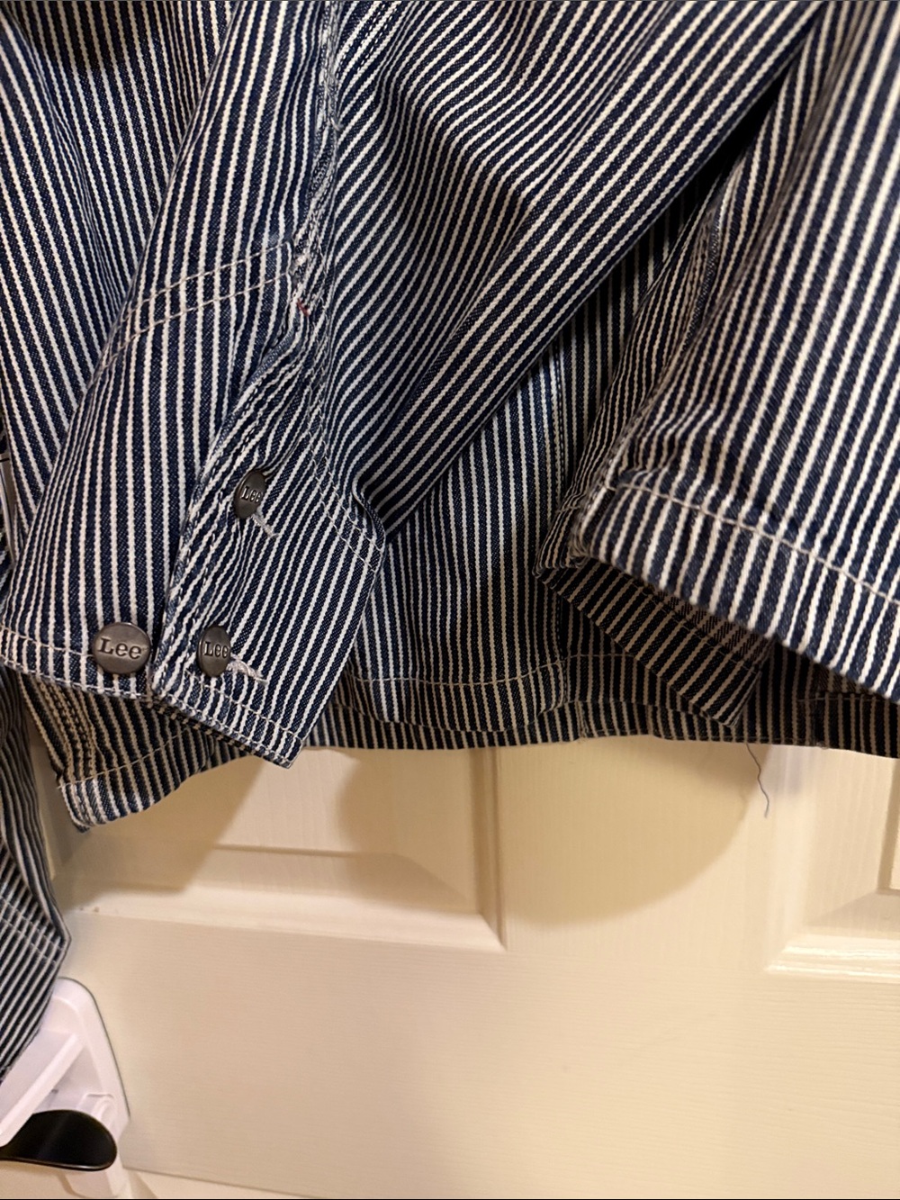 Lee Striped Blue and White Cropped Jean Jacket Kacey Lee Musgraves - Picture 13 of 15